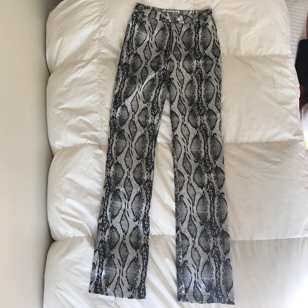 I Am Gia silver snakeskin high-waisted pants